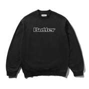 Satin Applique Logo Crewneck - Black