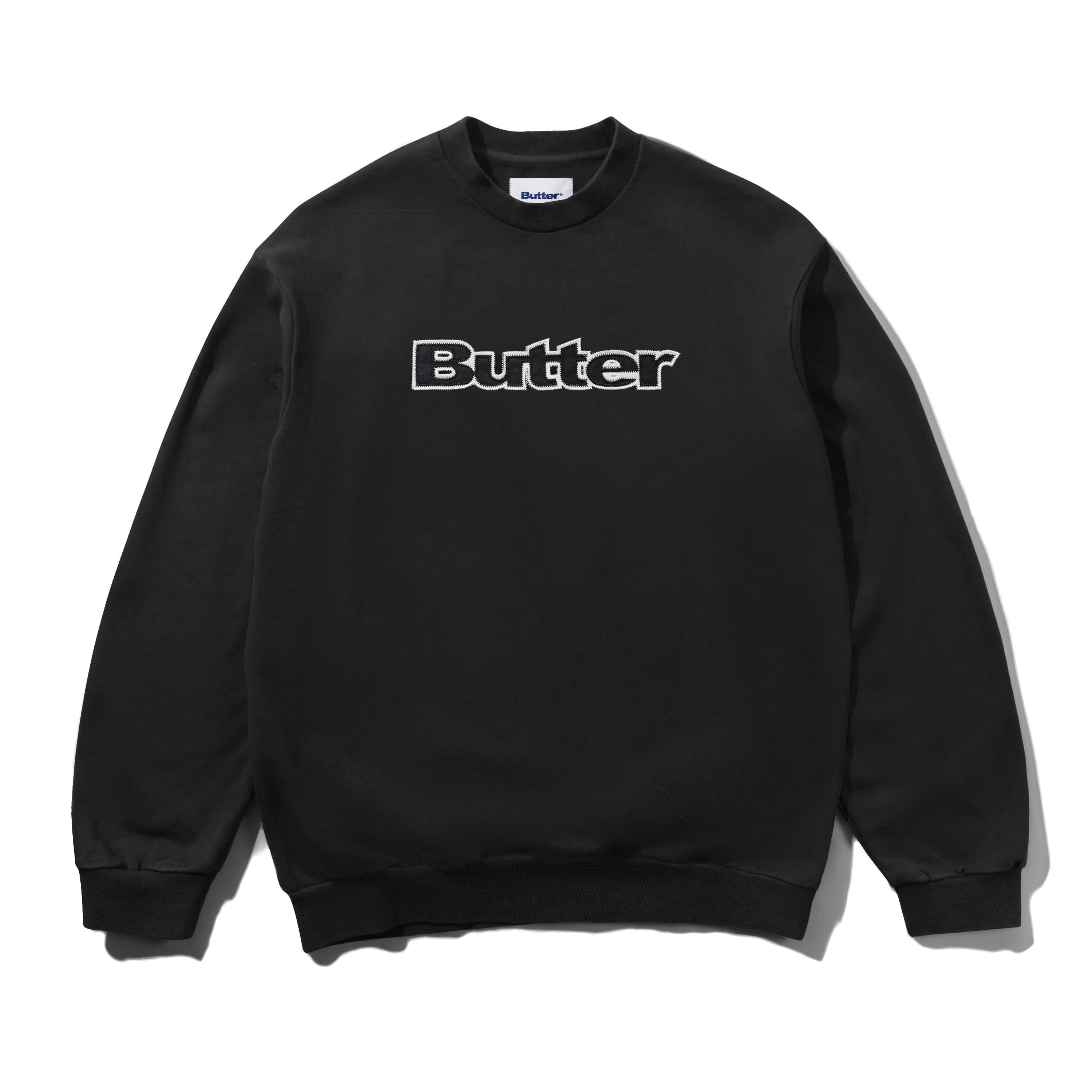 Satin Applique Logo Crewneck - Black