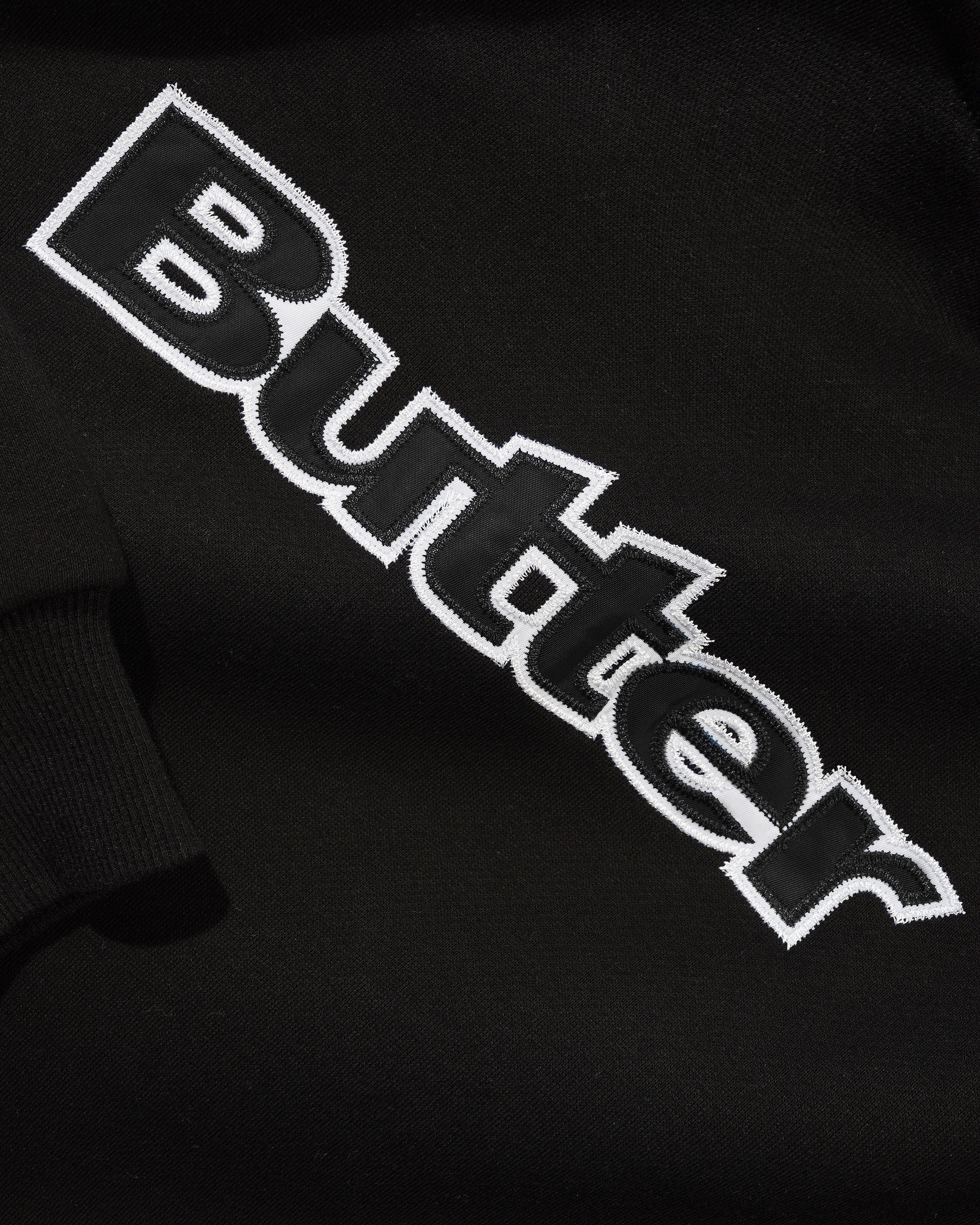 Satin Applique Logo Crewneck - Black
