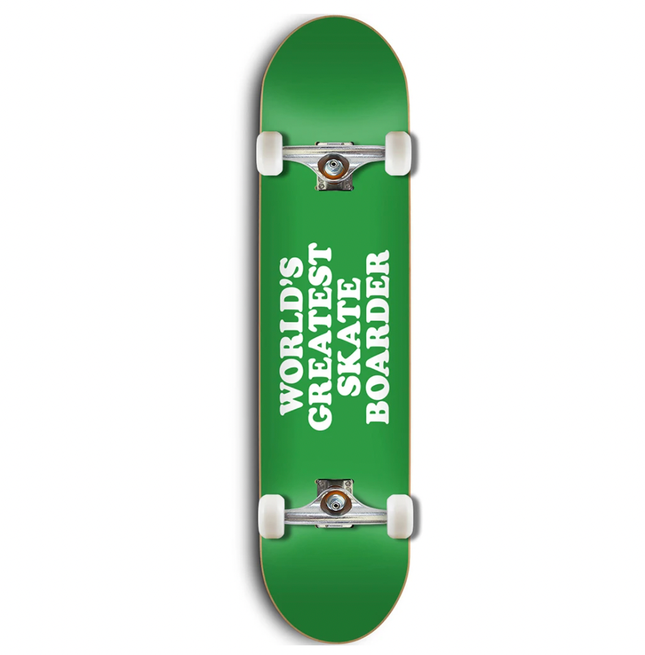 Worlds Greatest Skateboarder Green Complete Deck - 8"