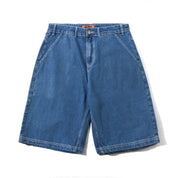 Scribble Denim Shorts - Mid Blue