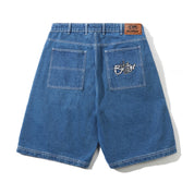 Scribble Denim Shorts - Mid Blue