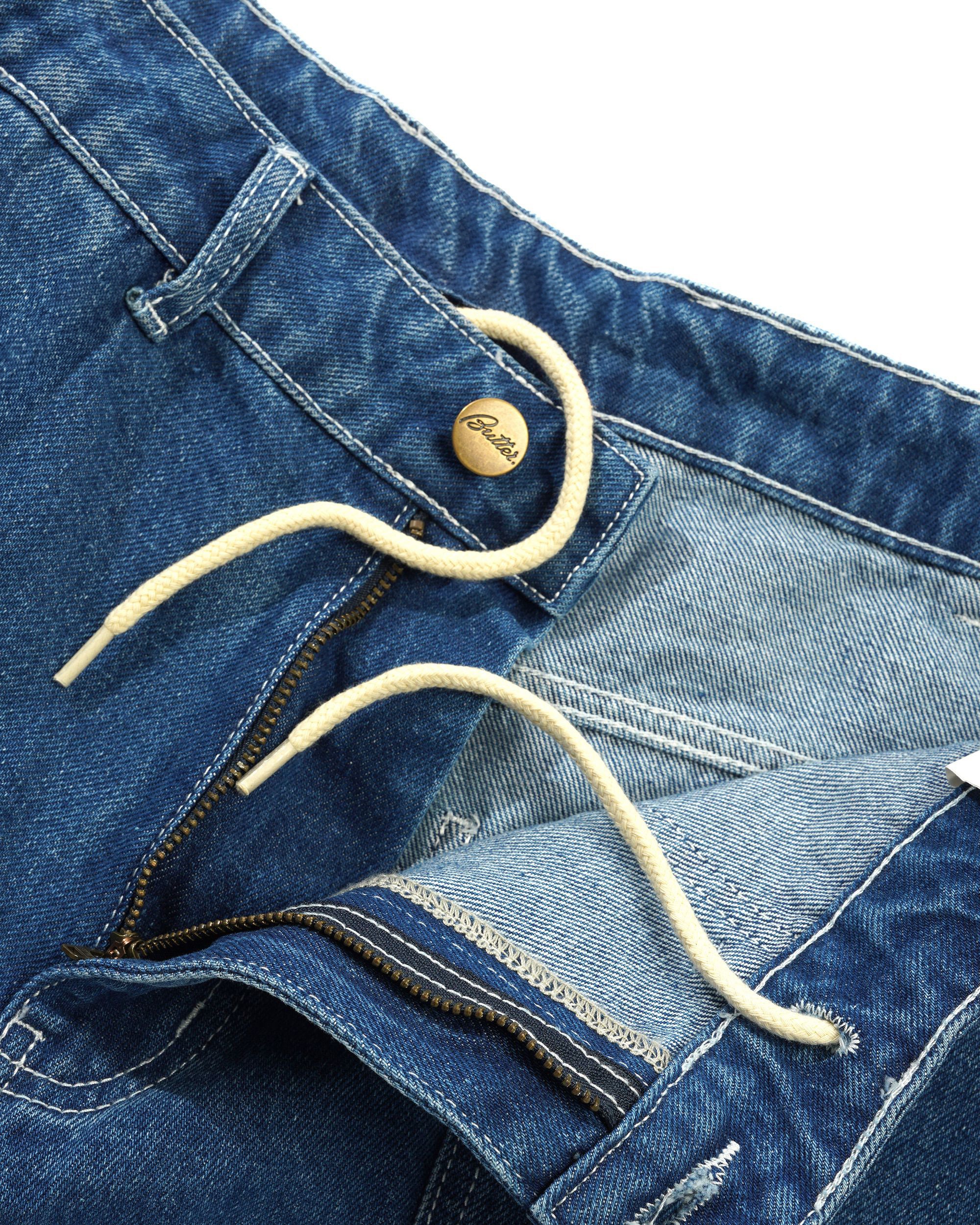 Scribble Denim Shorts - Mid Blue