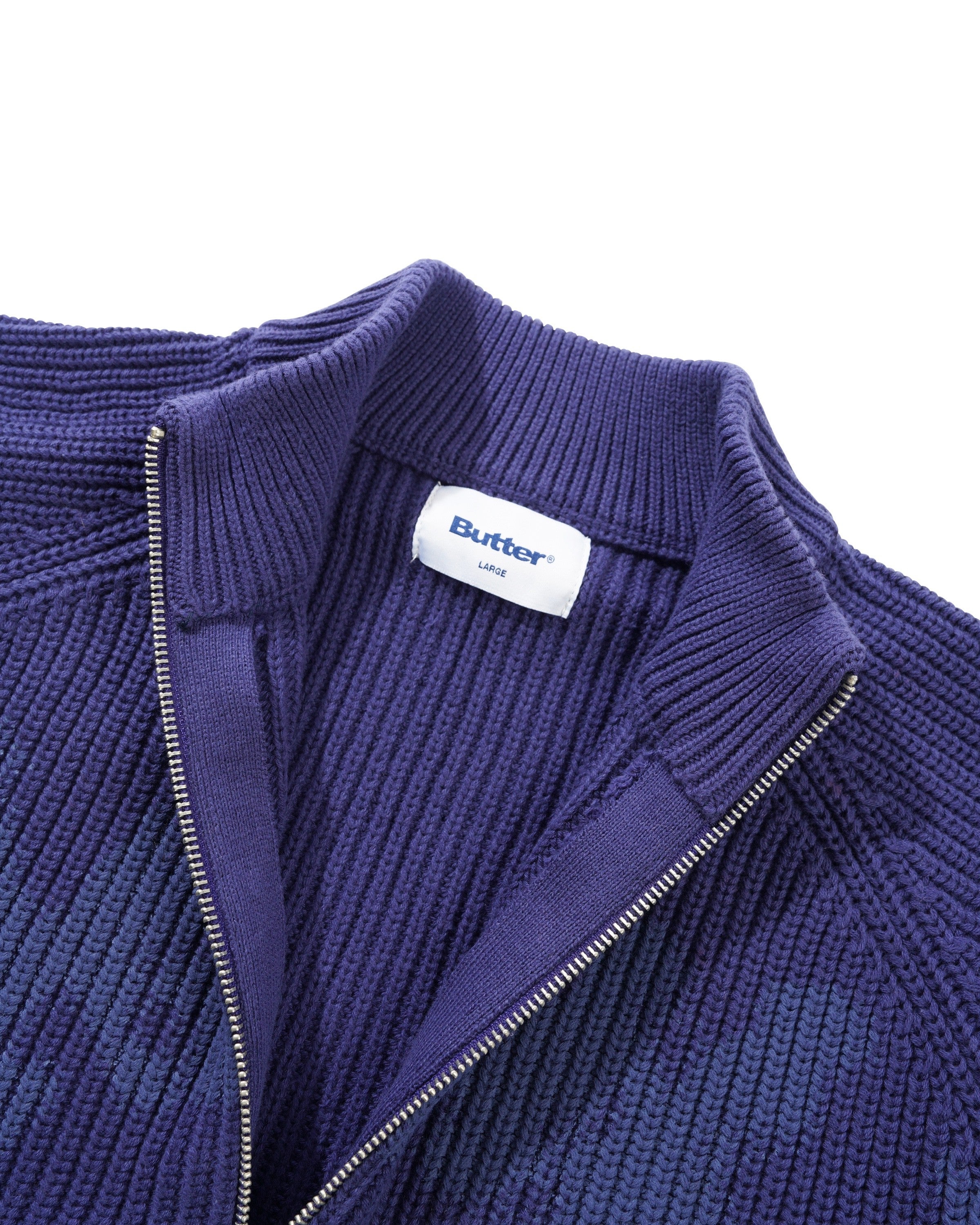 Shout Zip-Thru Knit Sweater - Dark Blue