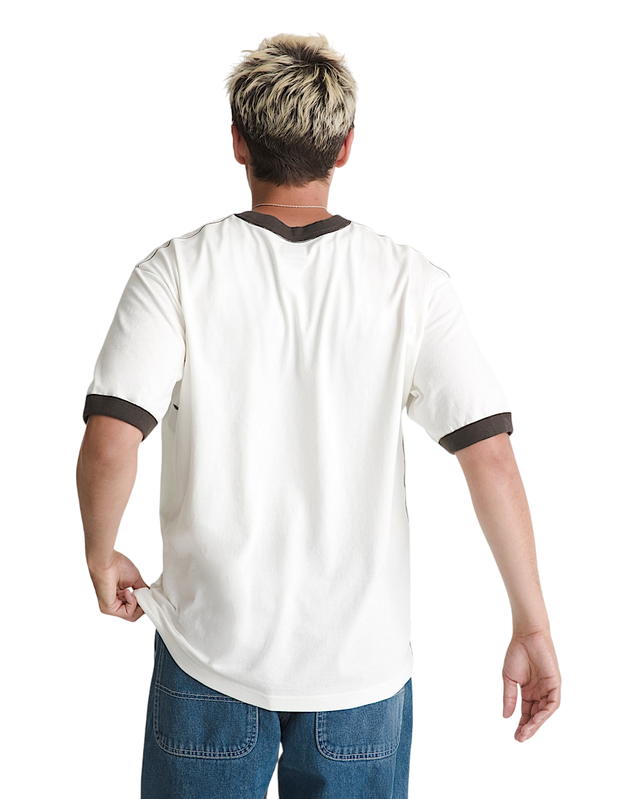 Skate Mike G Snake Flame Ringer T-Shirt - Marshmallow White