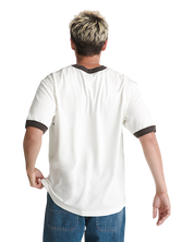 Skate Mike G Snake Flame Ringer T-Shirt - Marshmallow White
