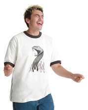Skate Mike G Snake Flame Ringer T-Shirt - Marshmallow White