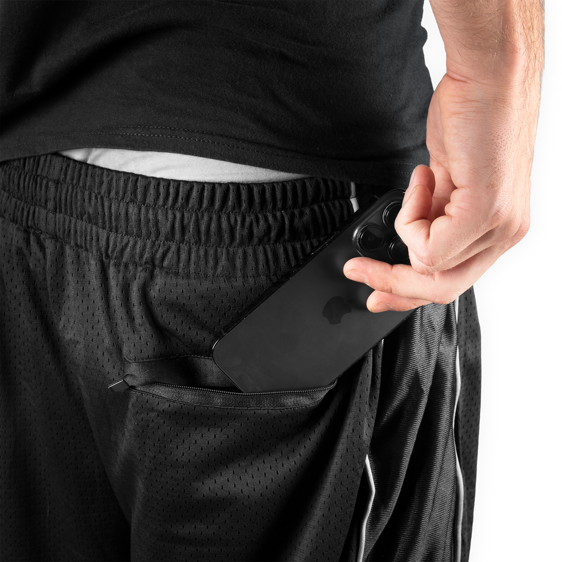 Stamp Mesh Long Shorts - Black/Grey