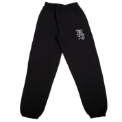 Stamp Outline Embroidered Sweatpants - Black