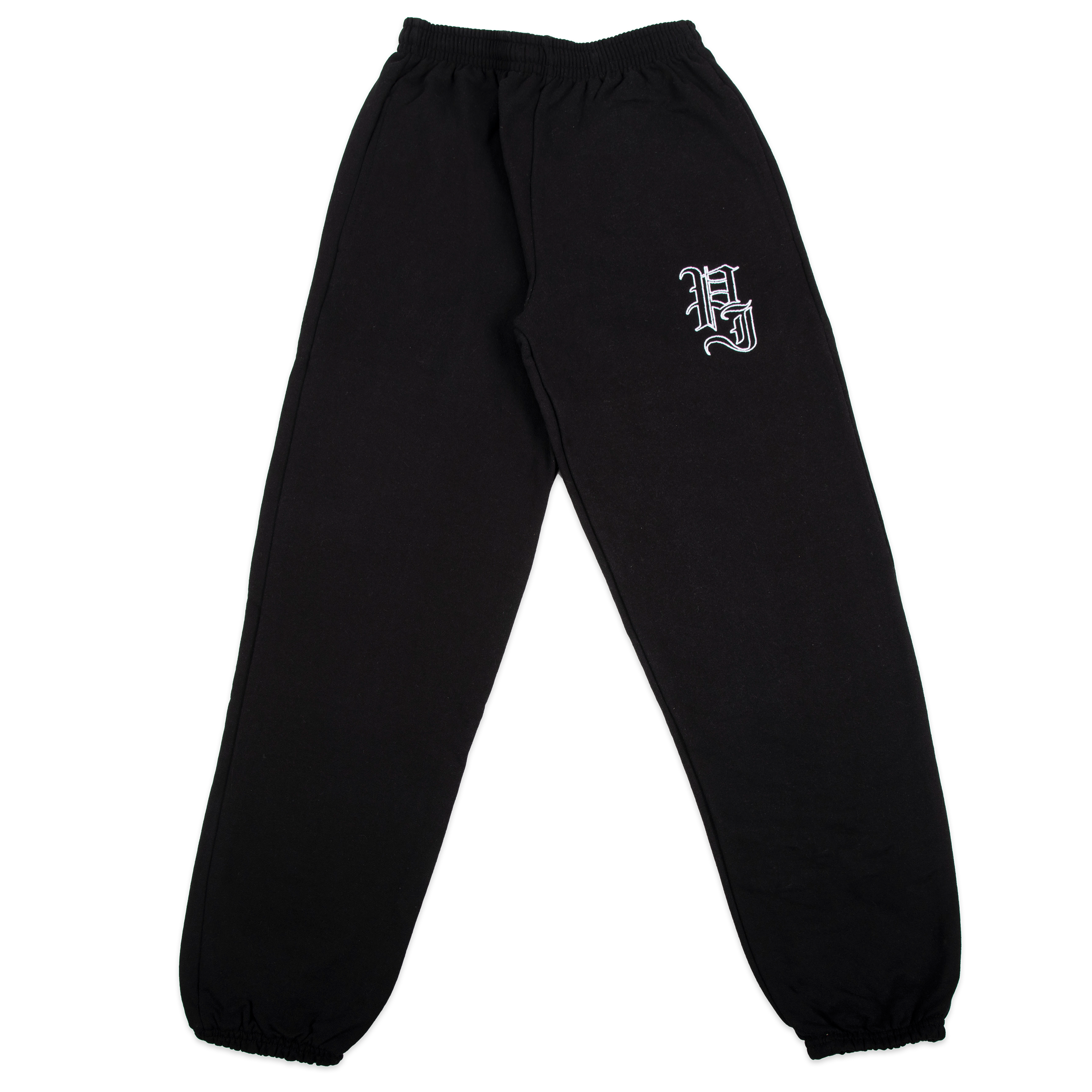 Stamp Outline Embroidered Sweatpants - Black