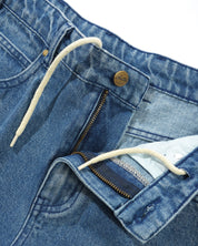 Straight Leg Denim Jeans - Distressed Indigo