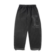 Strip Fleece Sweatpants - Washed Black