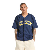 The Brixton Mesh Baseball Jersey - Washed Navy