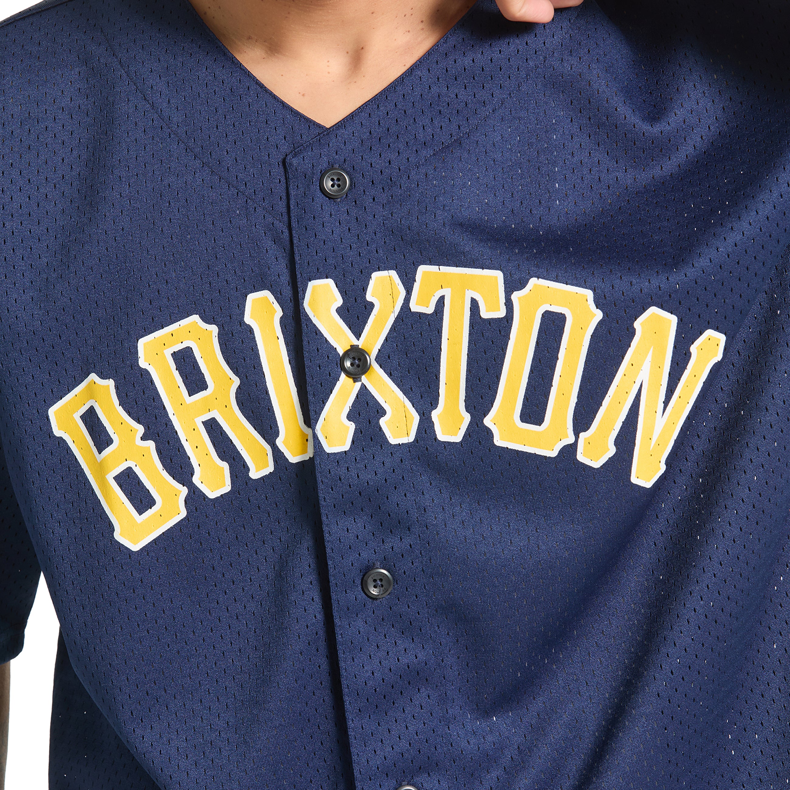 The Brixton Mesh Baseball Jersey - Washed Navy