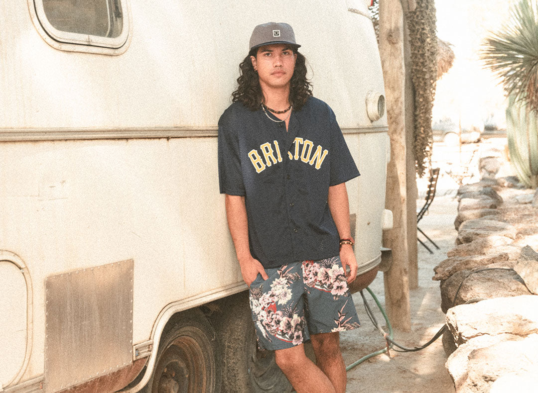 The Brixton Mesh Baseball Jersey - Washed Navy