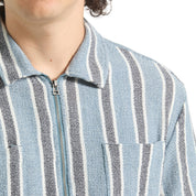 The Dexter Textured Stripe Shirt - Black/Dusty Blue