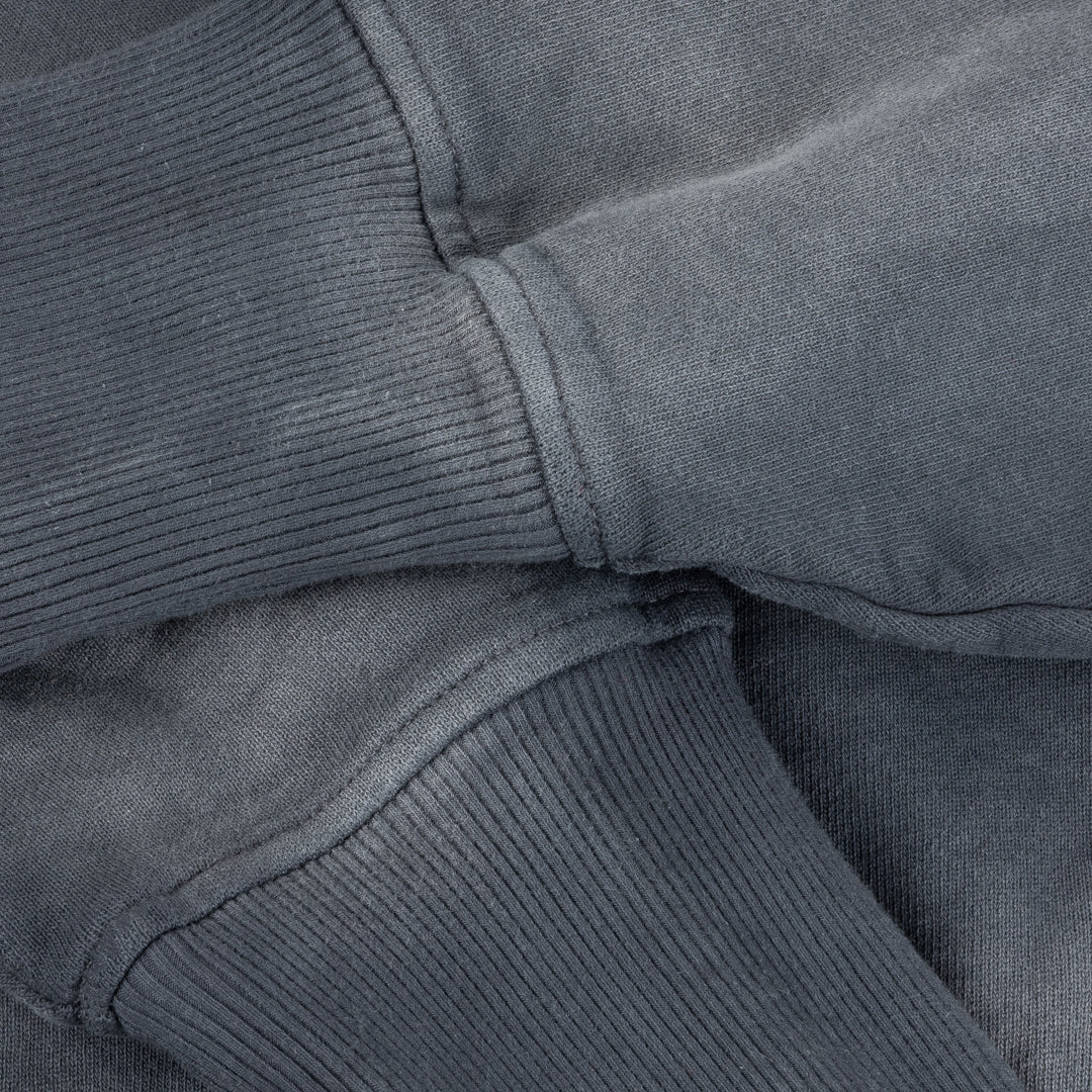 Sweat à capuche court zippé - Noir délavé