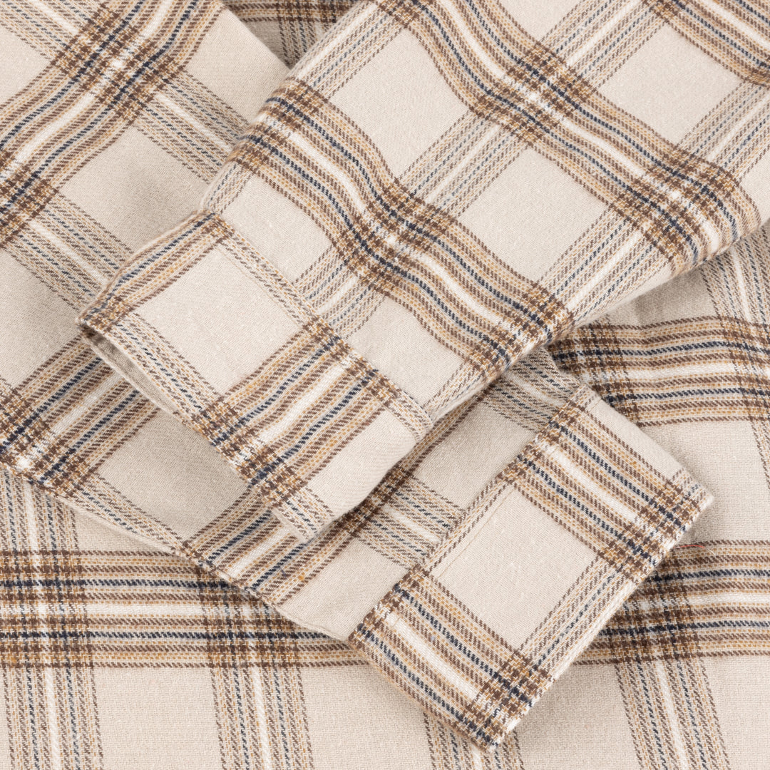 Plaid Flannel Shirt - Beige