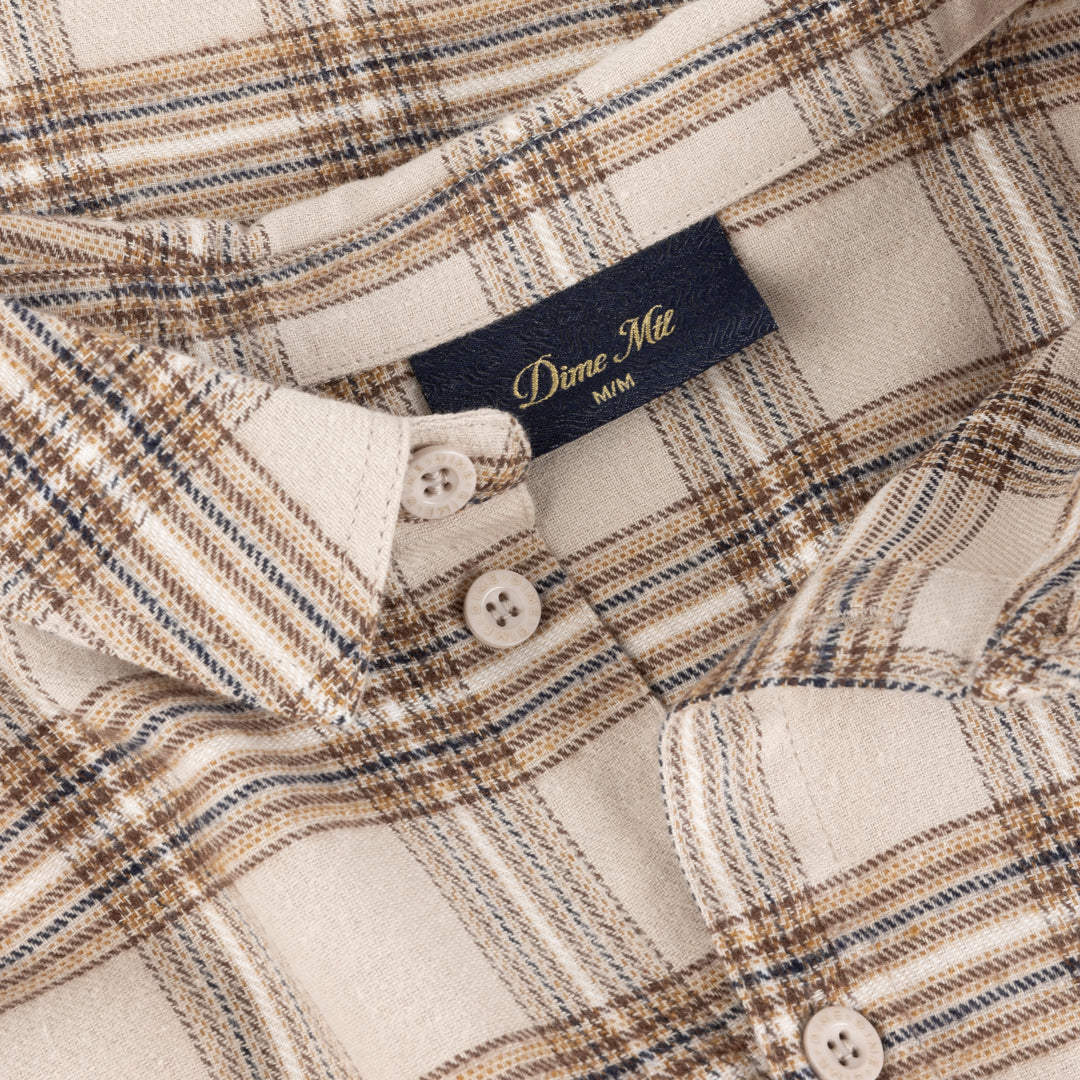 Plaid Flannel Shirt - Beige