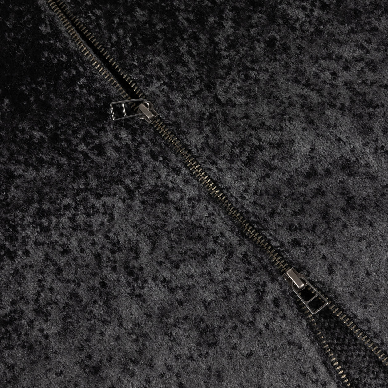 Mohair Double Zip Knit - Black/Charcoal
