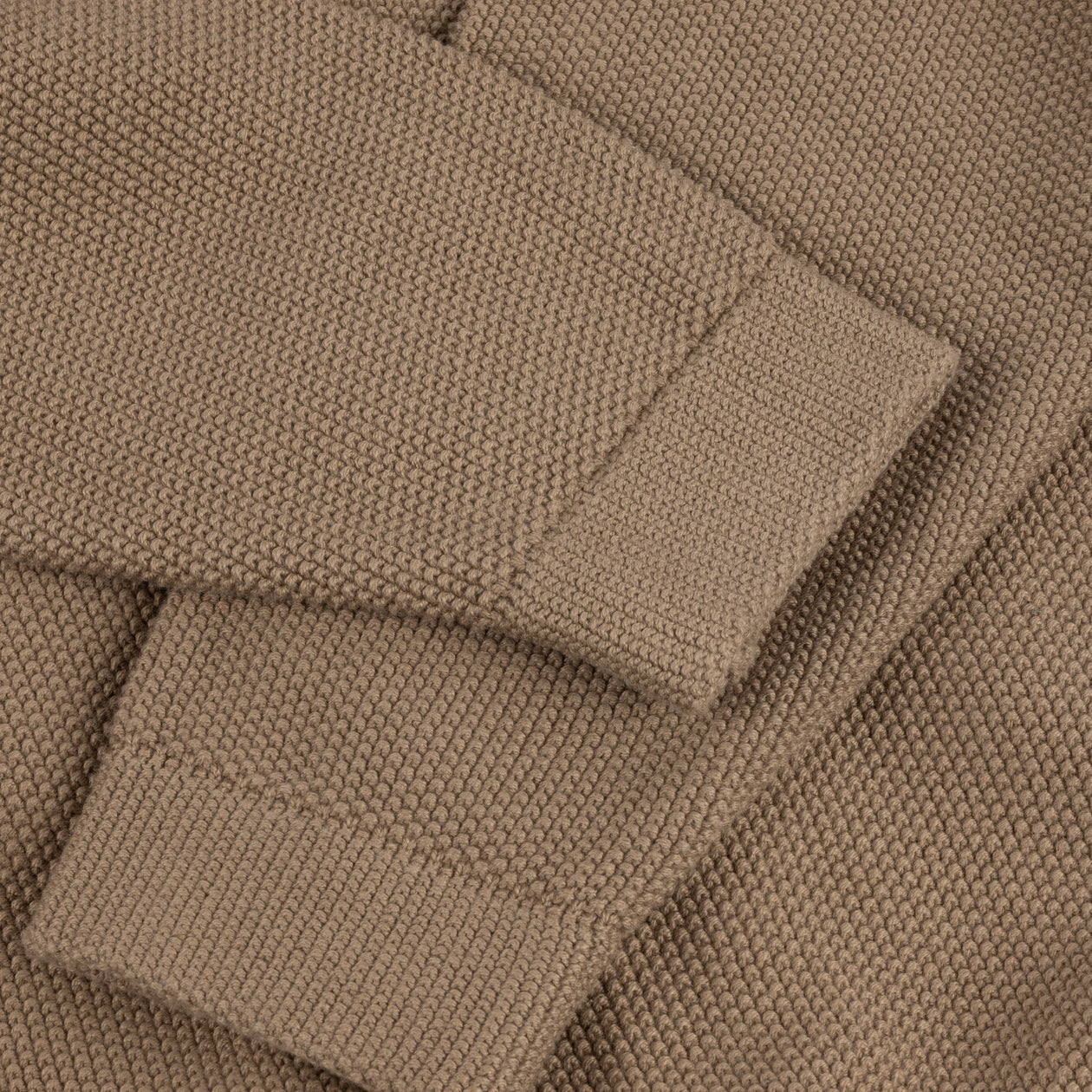 Knitted Pique Zip Sweater - Camel