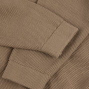 Knitted Pique Zip Sweater - Camel