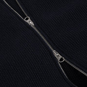 Chandail en Tricot Piqué Zippé - Marine Foncé