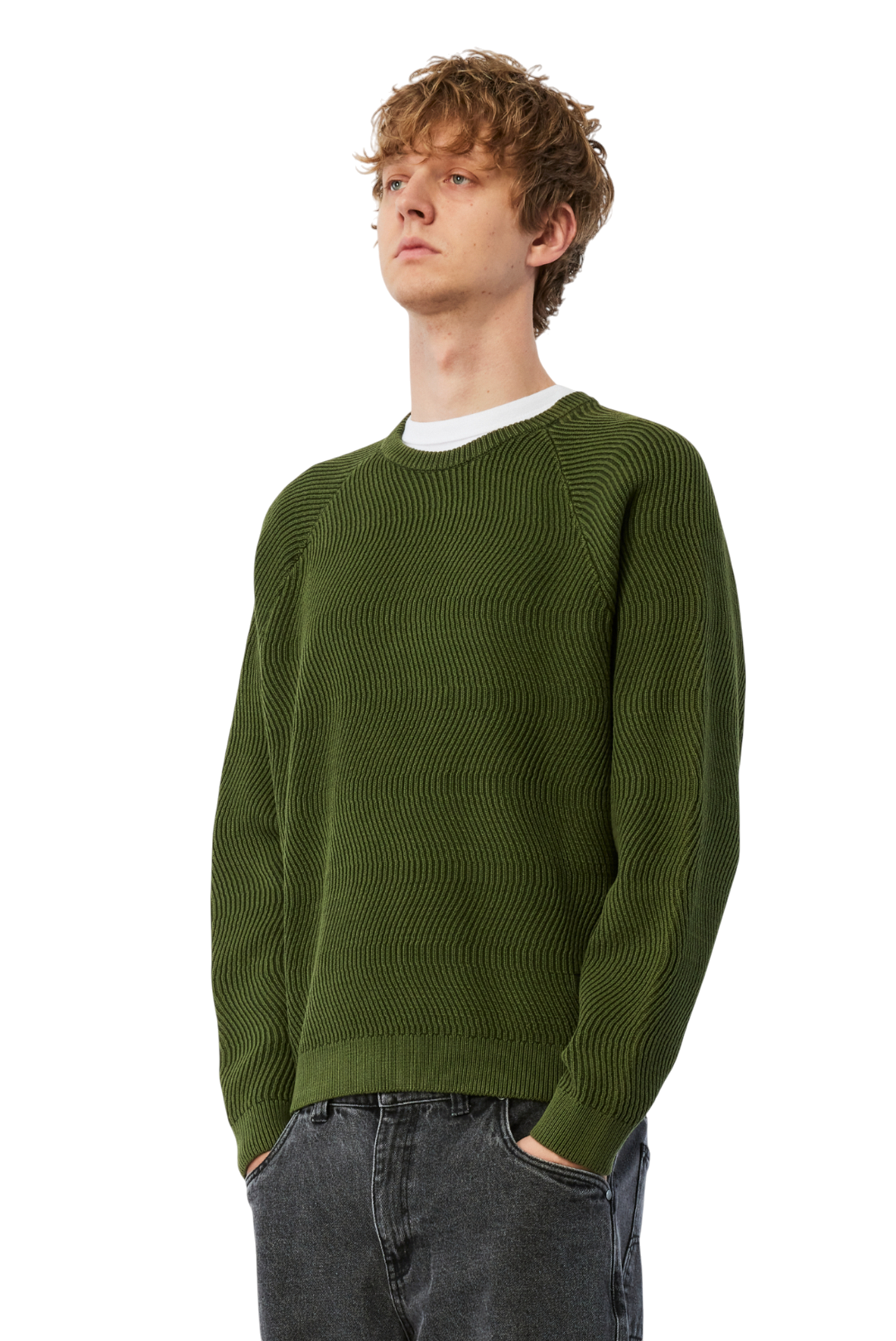 Wave Knit Sweater - Pine