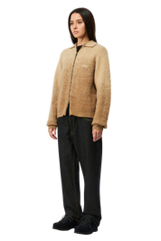 Chandail Mohair Zippé Double - Camel