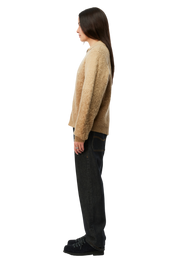 Chandail Mohair Zippé Double - Camel