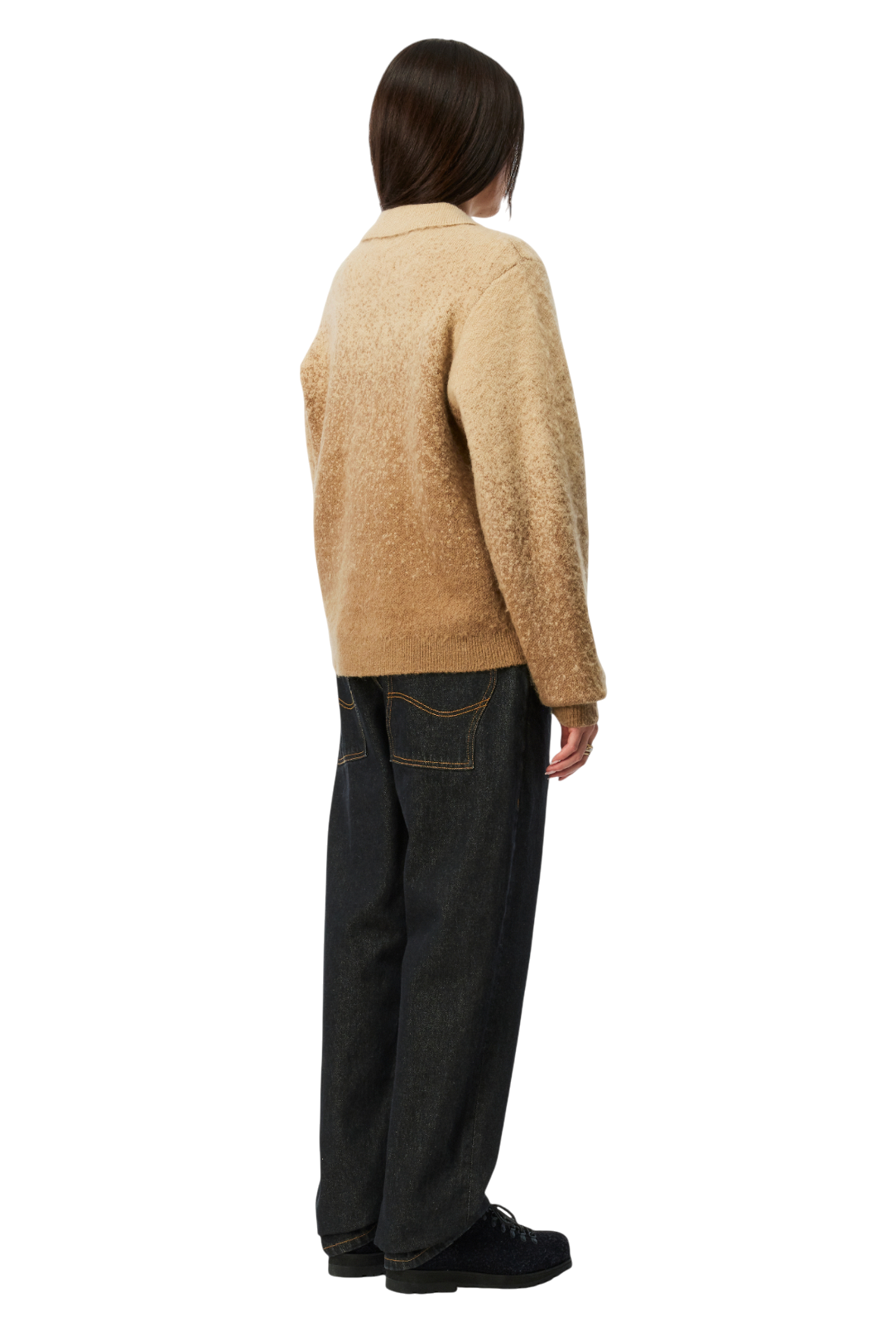 Chandail Mohair Zippé Double - Camel