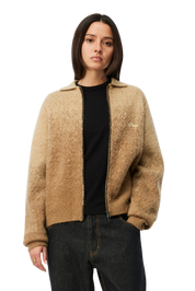 Chandail Mohair Zippé Double - Camel