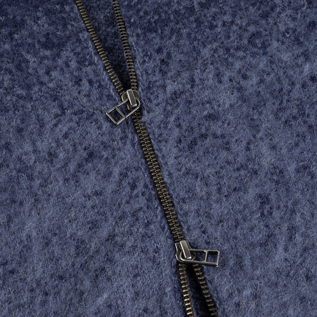 Mohair Double Zip Knit - Midnight Blue