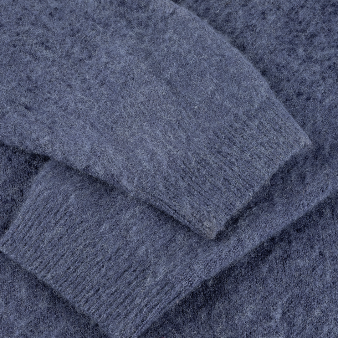 Mohair Double Zip Knit - Midnight Blue