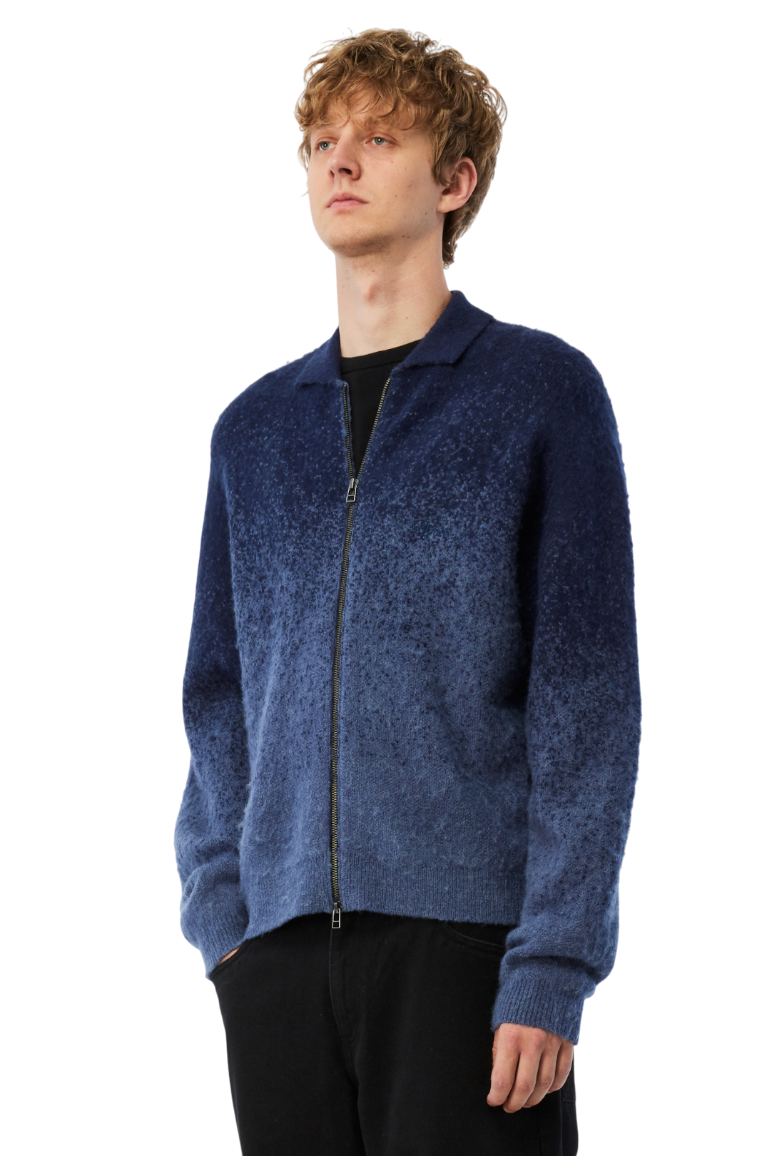 Mohair Double Zip Knit - Midnight Blue