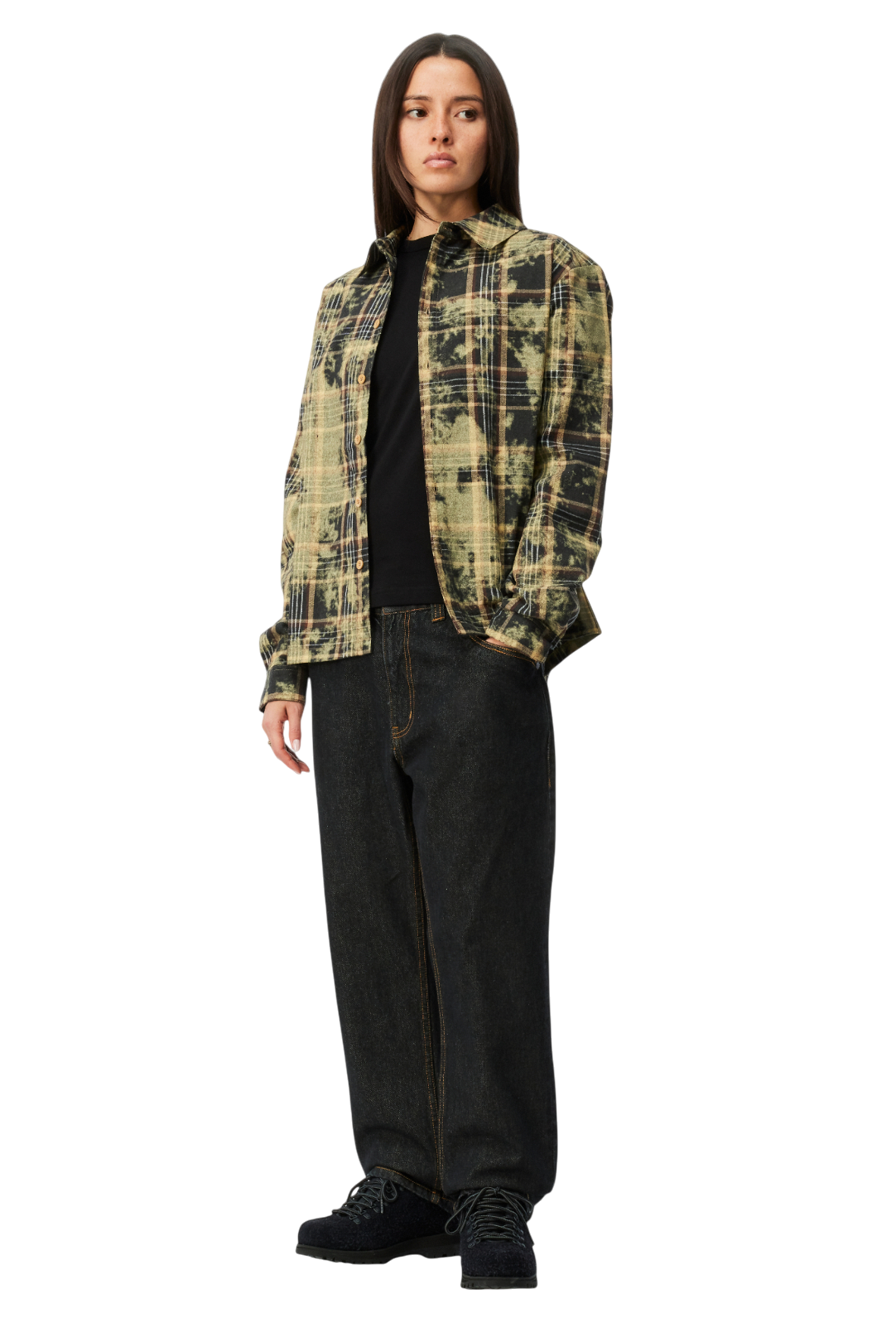 Plaid Flannel Shirt - Bleached Beige