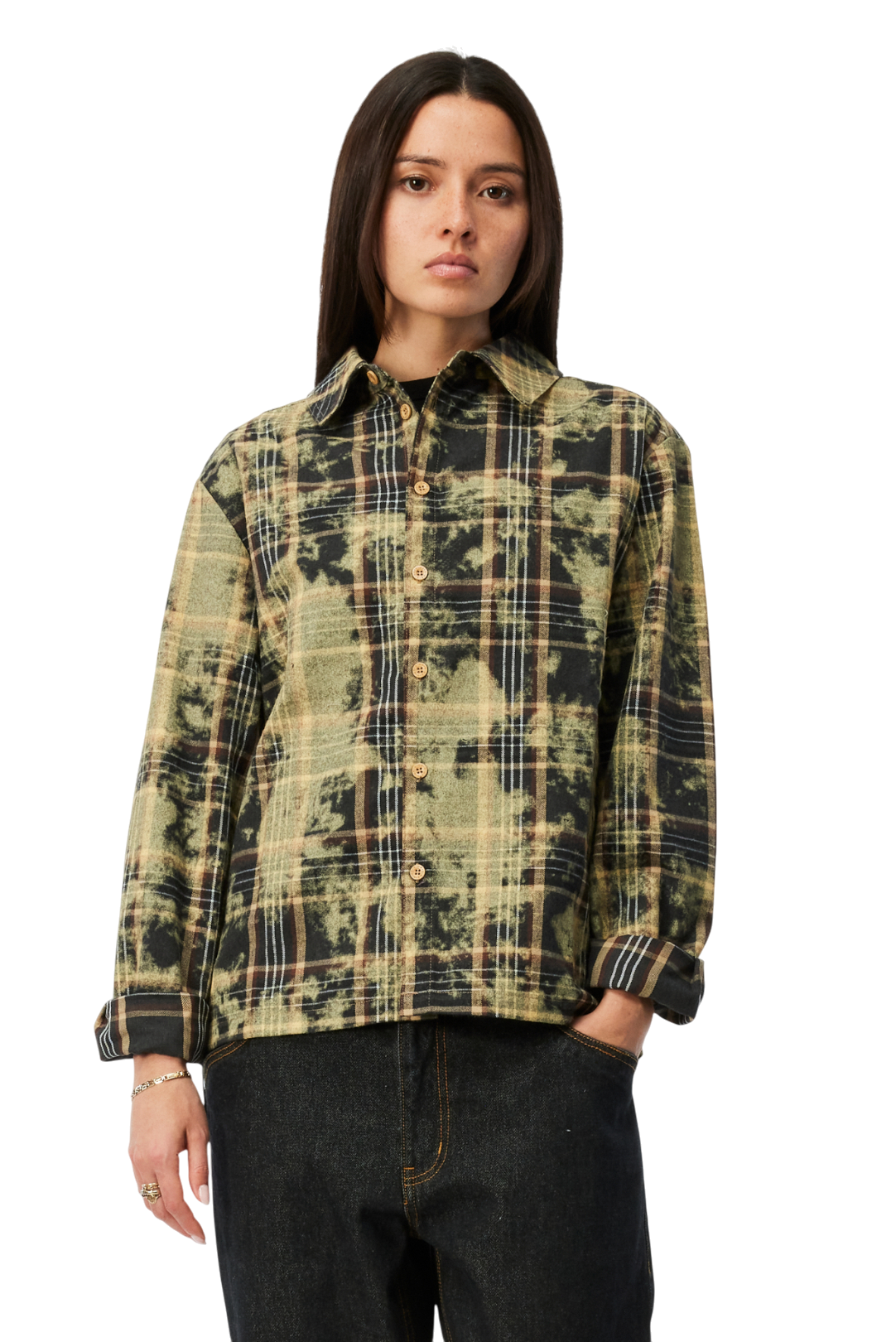 Plaid Flannel Shirt - Bleached Beige