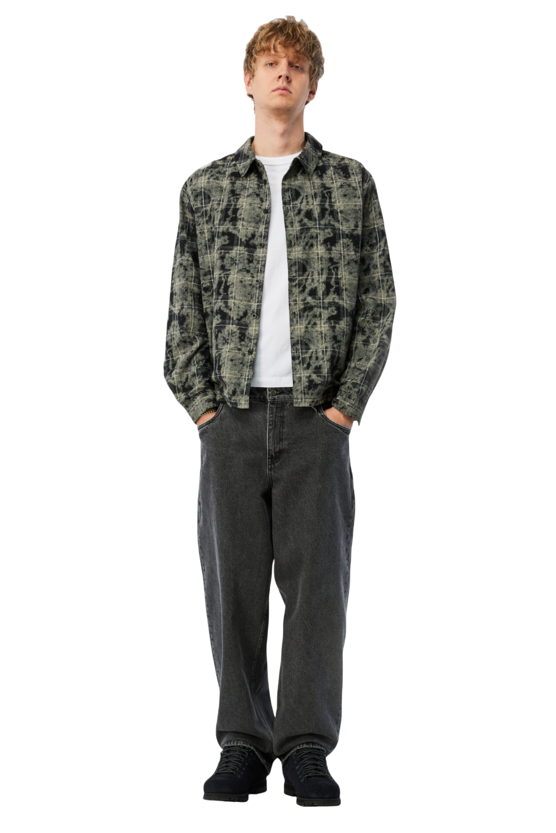 Plaid Flannel Shirt - Bleached Black