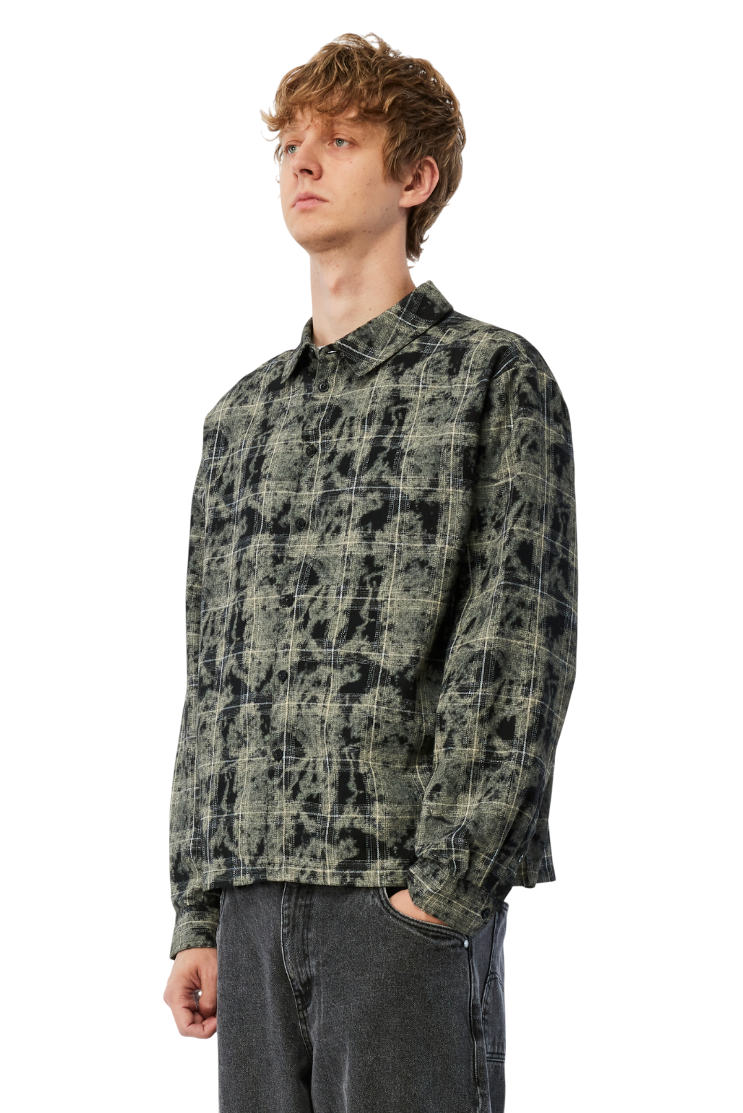 Plaid Flannel Shirt - Bleached Black