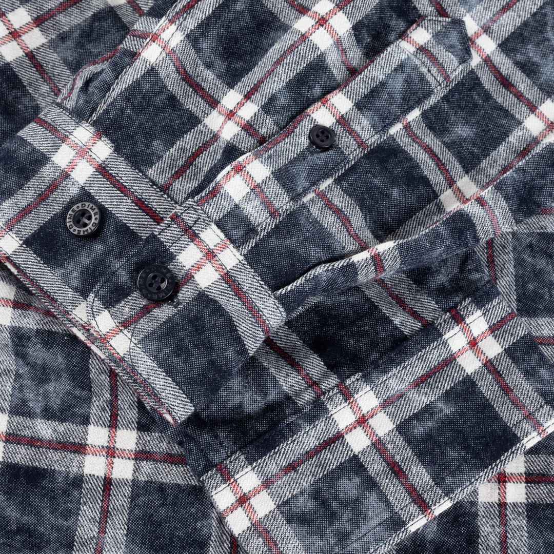 Plaid Flannel Shirt - Bleached Navy