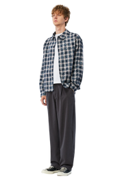 Plaid Flannel Shirt - Bleached Navy