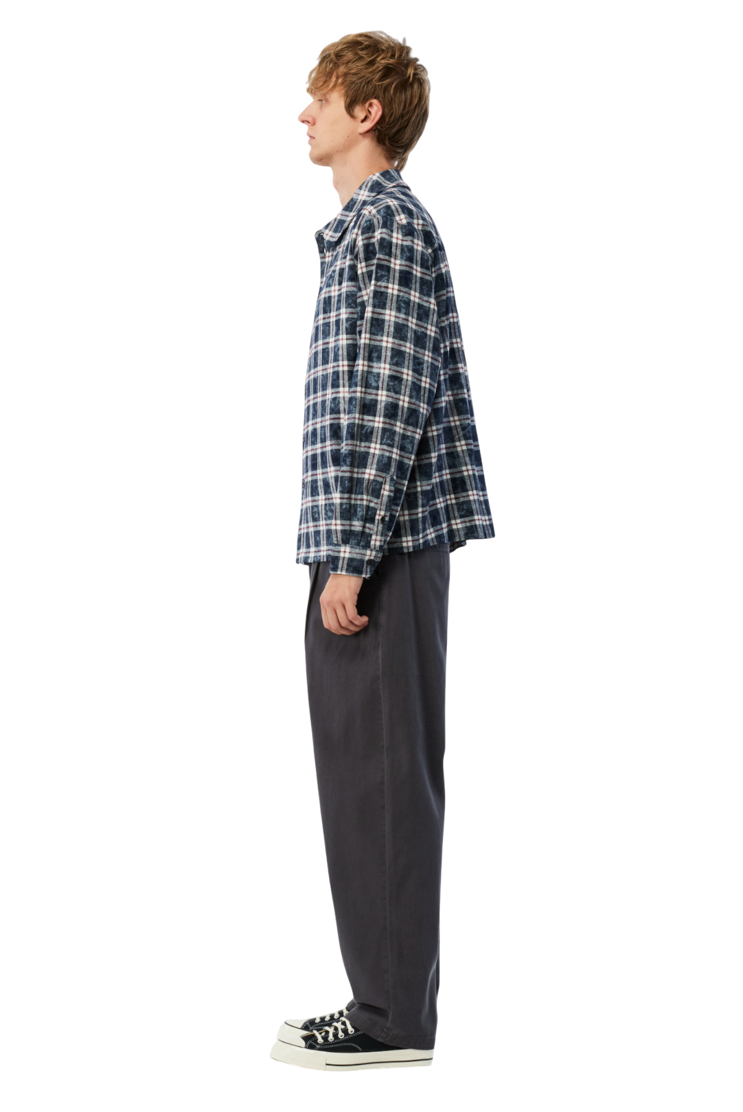 Plaid Flannel Shirt - Bleached Navy