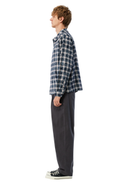 Plaid Flannel Shirt - Bleached Navy