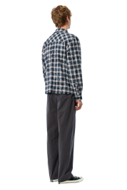 Plaid Flannel Shirt - Bleached Navy