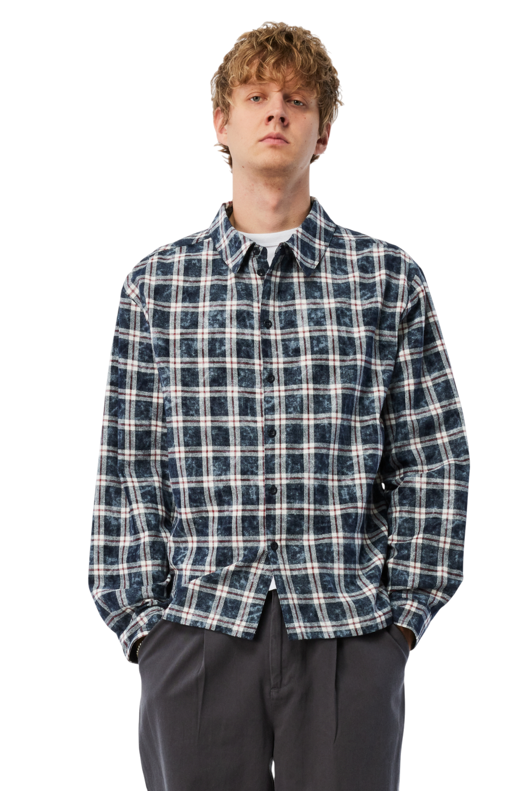 Plaid Flannel Shirt - Bleached Navy