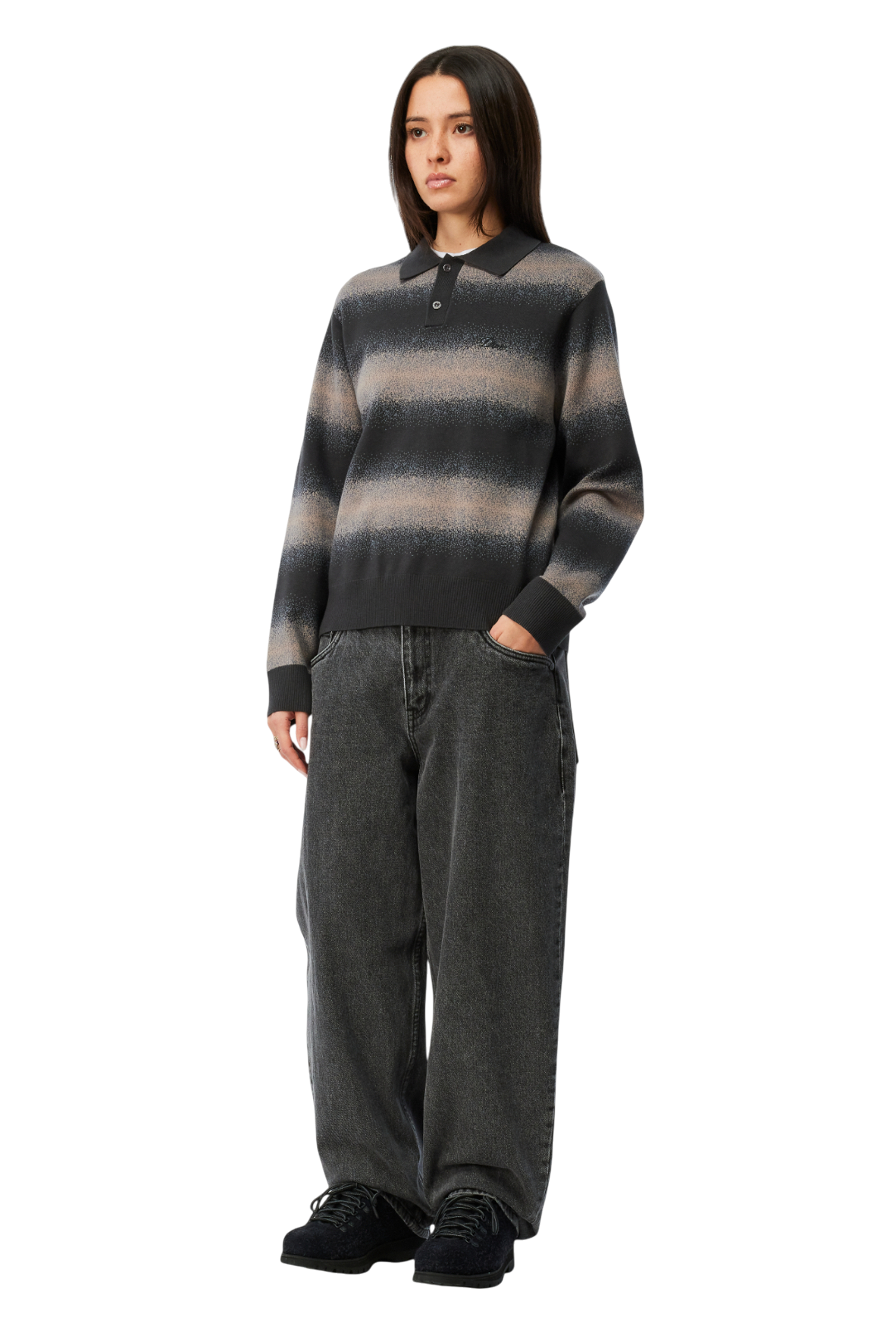 Rugby Rayé Tricoté - Charbon Multicolore