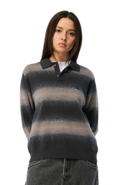 Rugby Rayé Tricoté - Charbon Multicolore