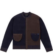 Wave Cardigan en Tricot - Bleu Marine/Brun