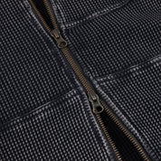 Sweat à Capuche Zippé Gaufré Premium - Noir Délavé