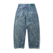 Thorn Camo Wide Cut Denim Jeans - Washed Indigo